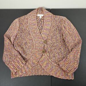 St John Sport Women Knitted Cardigan Sweater Front Button Multicolor